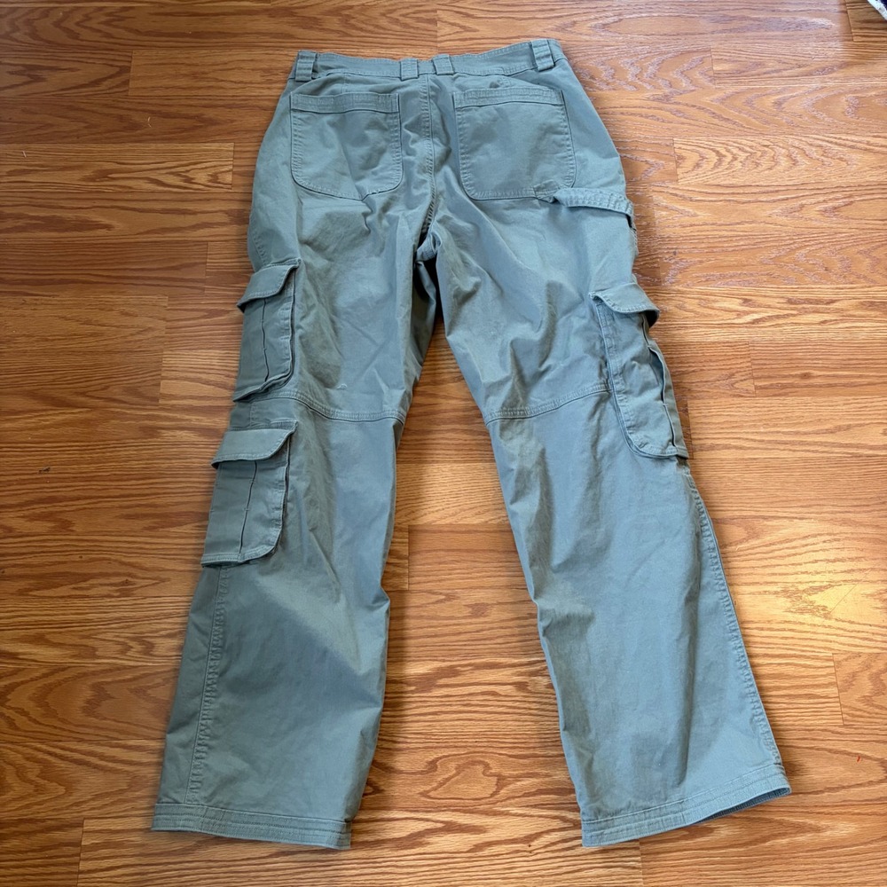 Abercrombie & Fitch Olive Green Wide Leg Cargo Pants Utility Gorpcore Size 10 - Picture 10 of 11